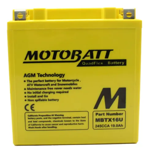 Bateria Motobatt MBTX16U AGM 12V 19Ah - QuadFlex