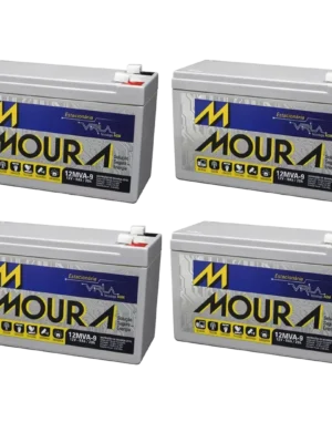 Kit 4 Baterias Moura 12V 9Ah para NoBreak | Pronta Entrega