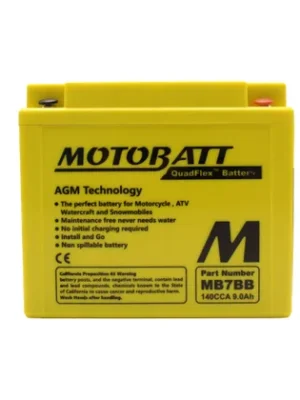 Bateria de Moto Motobatt MB7BB 8Ah | Livre de Manutenção